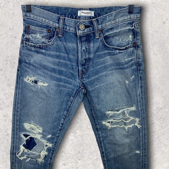 NEW Moussy Vintage Japanese Denim‎ Distressed Straight Blue Jeans Size 26 Button - Picture 7 of 16